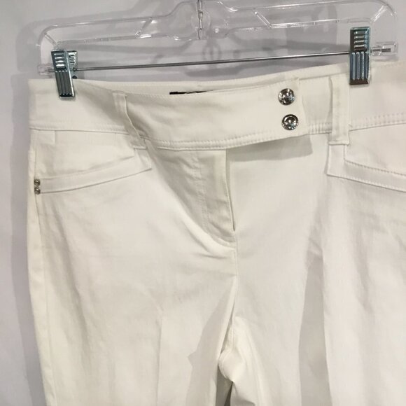 Style & Co Capris Bright White Cuffed Stretch Off Center Closure Women's Size 8 - Picture 4 of 8